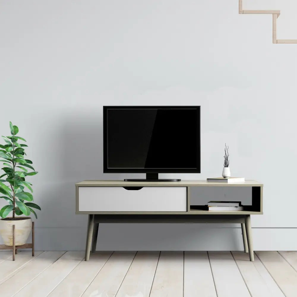 Coffee Cocktail Accent Table with Drawer and Storage Shelf-Gray - Gray - Coffee Tables