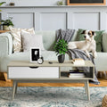 Coffee Cocktail Accent Table with Drawer and Storage Shelf-Gray - Gray - Coffee Tables