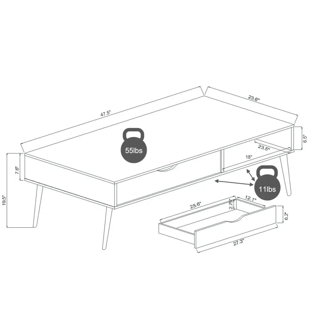Coffee Cocktail Accent Table with Drawer and Storage Shelf-Gray - Gray - Coffee Tables