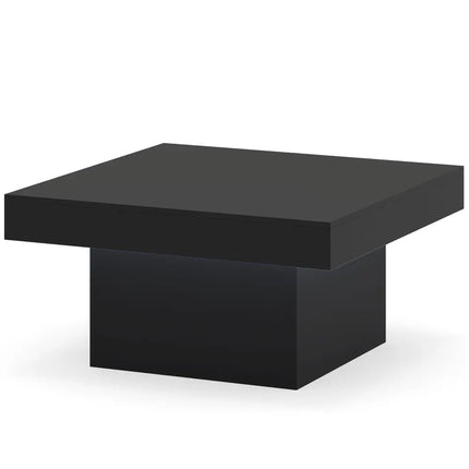 Coffee Table Accent Table with LED Lights and Dynamic Modes-Black - Black - Coffee Tables