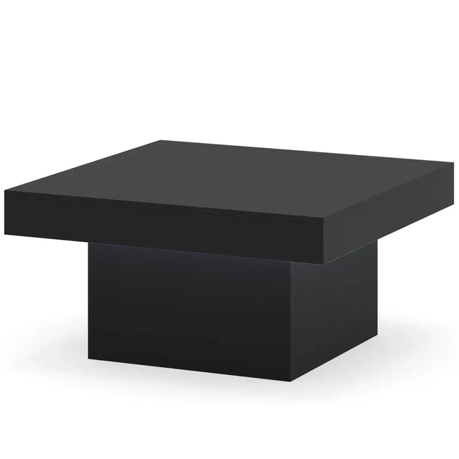 Coffee Table Accent Table with LED Lights and Dynamic Modes-Black - Black - Coffee Tables
