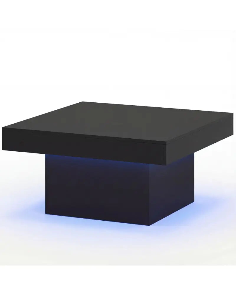 Coffee Table Accent Table with LED Lights and Dynamic Modes-Black - Black - Coffee Tables