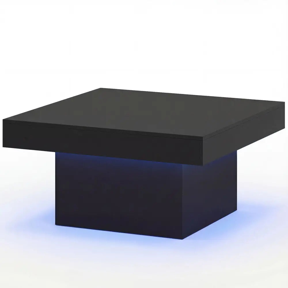 Coffee Table Accent Table with LED Lights and Dynamic Modes-Black - Black - Coffee Tables