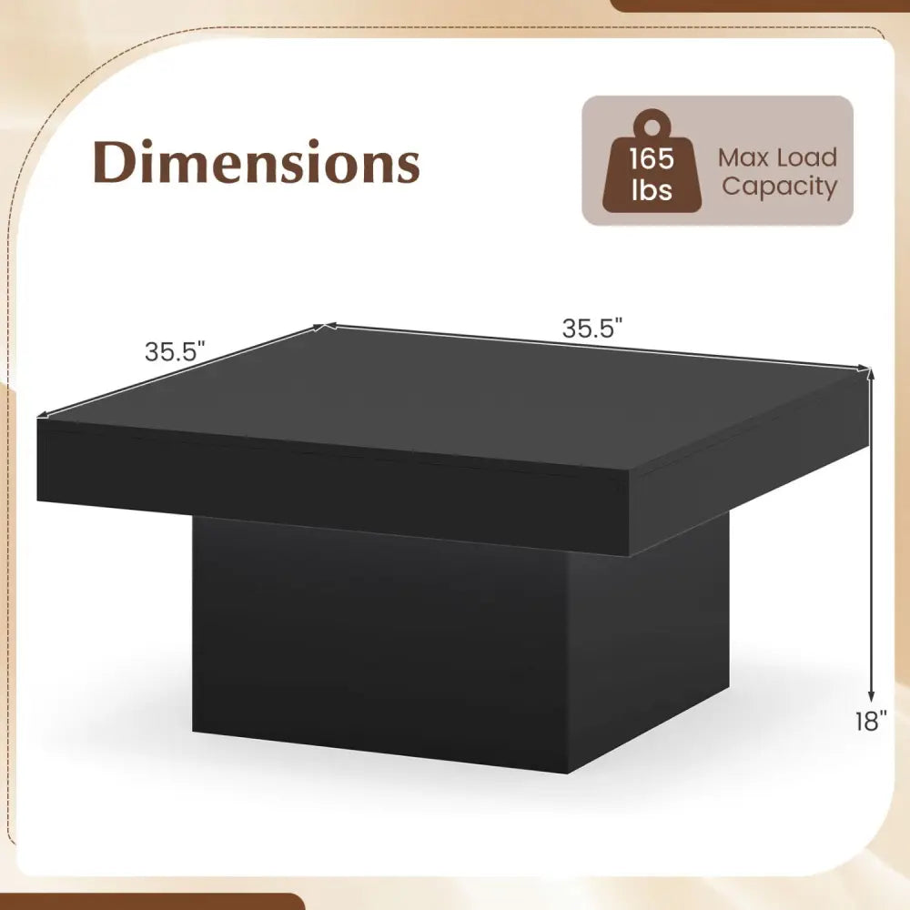 Coffee Table Accent Table with LED Lights and Dynamic Modes-Black - Black - Coffee Tables