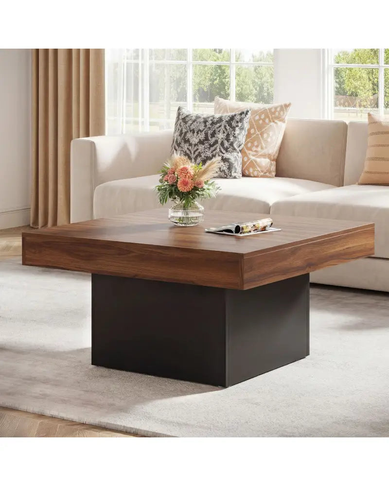 Coffee Table Accent Table with LED Lights and Dynamic Modes-Rustic Brown - Rustic Brown - Coffee Tables
