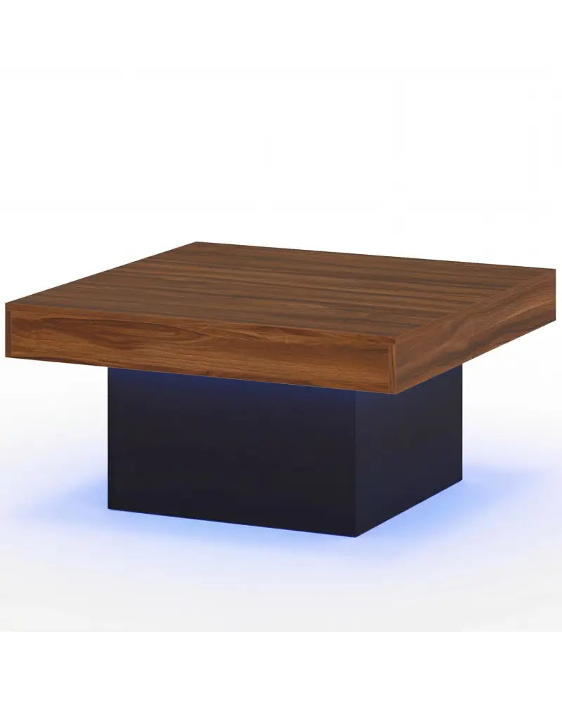 Coffee Table Accent Table with LED Lights and Dynamic Modes-Rustic Brown - Rustic Brown - Coffee Tables