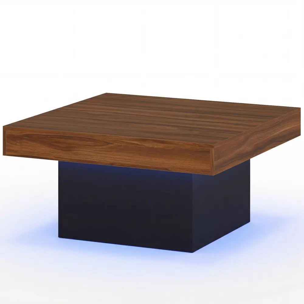 Coffee Table Accent Table with LED Lights and Dynamic Modes-Rustic Brown - Rustic Brown - Coffee Tables