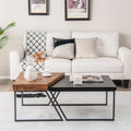 Coffee Table Set of 2 with Powder Coated Metal Legs-Black - Black - Coffee Tables