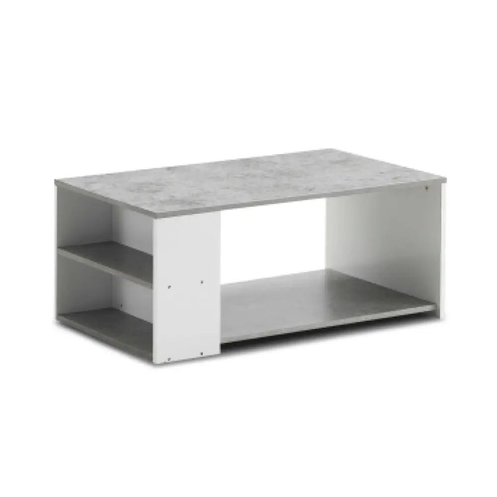 Coffee Table Sofa Side Table with Storage Shelves-Gray - Gray - Coffee Tables