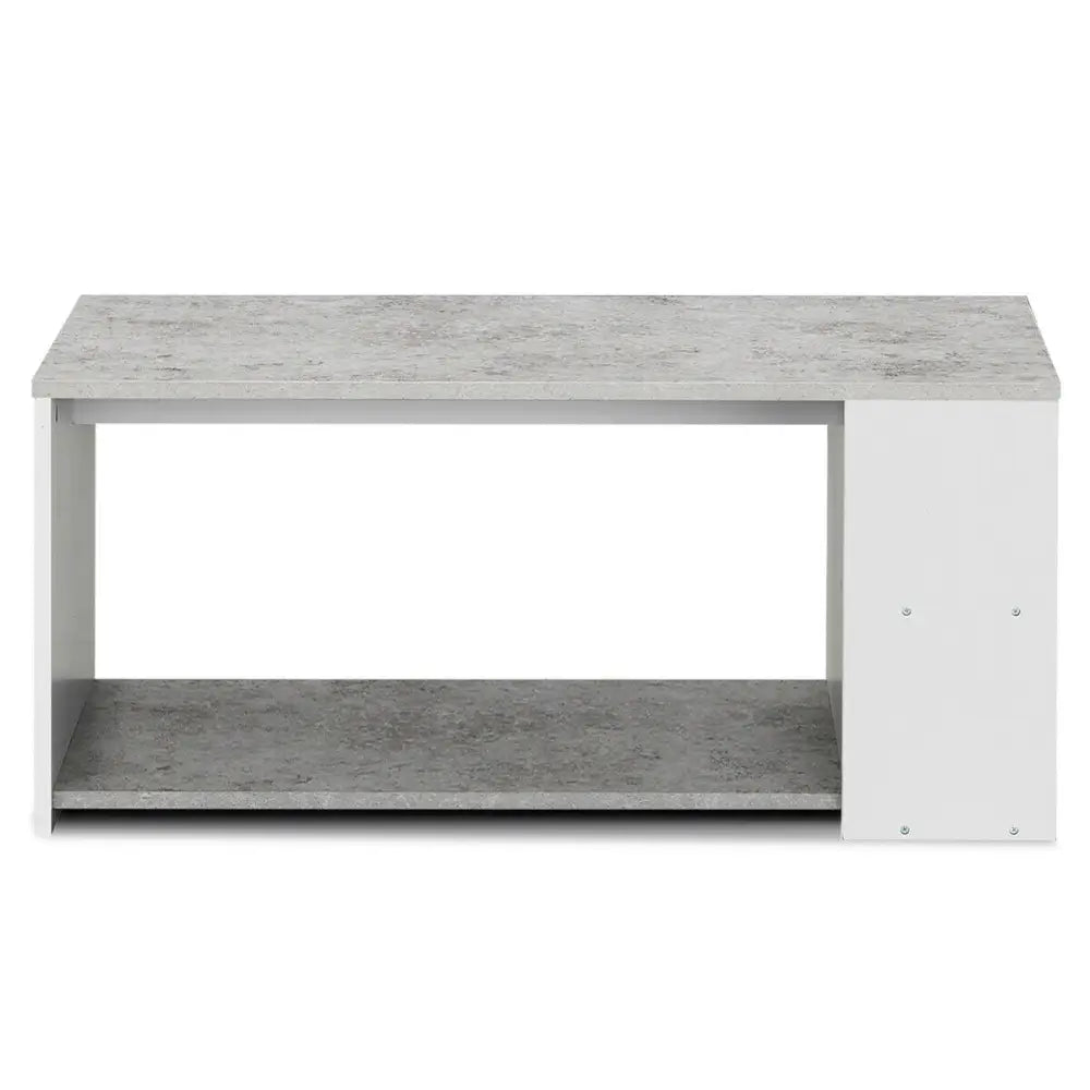 Coffee Table Sofa Side Table with Storage Shelves-Gray - Gray - Coffee Tables