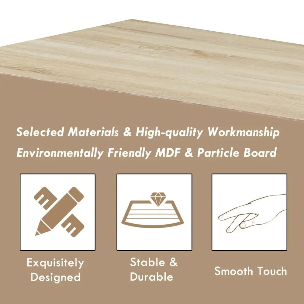 Coffee Table Sofa Side Table with Storage Shelves-Natural - Natural - Coffee Tables