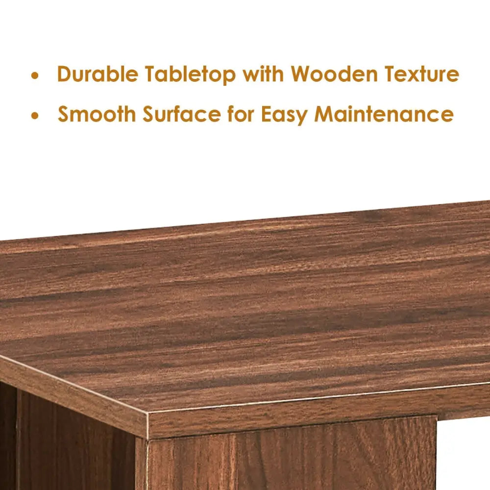 Coffee Table Sofa Side Table with Storage Shelves-Walnut - Walnut - Coffee Tables