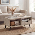 Coffee Table with Storage Rustic Rectangle Center Table-Natural - Natural - Coffee Tables