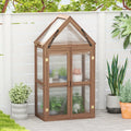 Cold Frame Mini Wooden Greenhouse for Vegetable and Flower-Brown - Brown - Outdoor