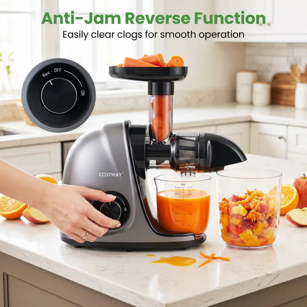 Cold Press Juicer Machine with 95% High Yield and 2-Speed Modes-Sliver - Silver - Juicers & Coffee Machines