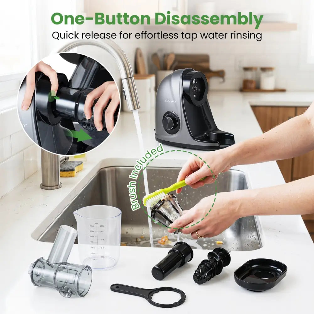 Cold Press Juicer Machine with 95% High Yield and 2-Speed Modes-Sliver - Silver - Juicers & Coffee Machines