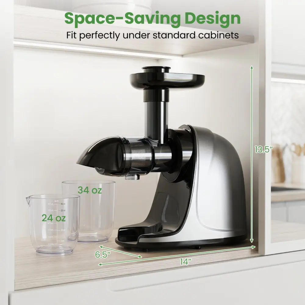 Cold Press Juicer Machine with 95% High Yield and 2-Speed Modes-Sliver - Silver - Juicers & Coffee Machines