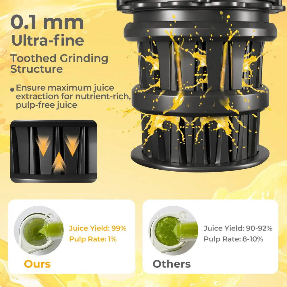 Cold Press Juicer with 5.3 Inches Feed Chute High Juice Yield and Reverse Function - Kitchen Utensils