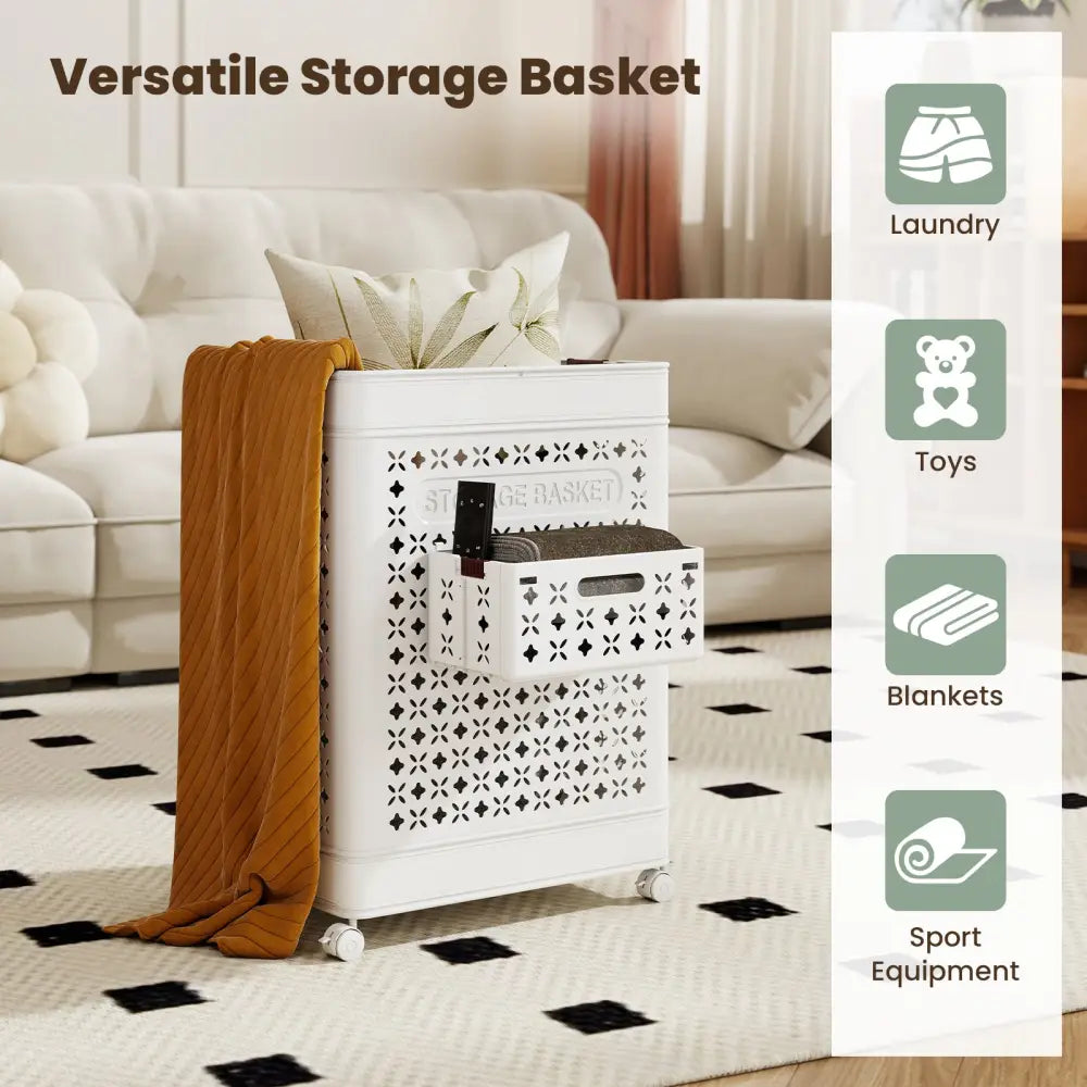 Collapsible Laundry Basket 20 Gallon Plastic Storage Bin-White - White - Laundry Baskets