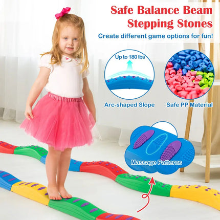 Colorful Kids Wavy Balance Beam with Textured Surface and Non-slip Foot Pads-Multicolor - Multicolor - Outdoor Play