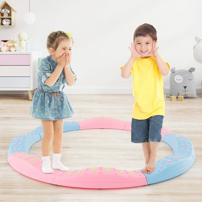 Colorful Kids Wavy Balance Beam with Textured Surface and Non-slip Foot Pads-Blue and Pink - Pink & Blue - Outdoor Play