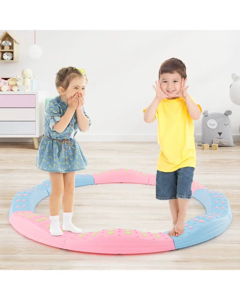 Colorful Kids Wavy Balance Beam with Textured Surface and Non-slip Foot Pads-Blue and Pink - Pink & Blue - Outdoor Play