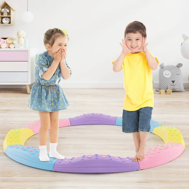 Colorful Kids Wavy Balance Beam with Textured Surface and Non-slip Foot Pads-Pink & Purple - Pink & Purple - Outdoor