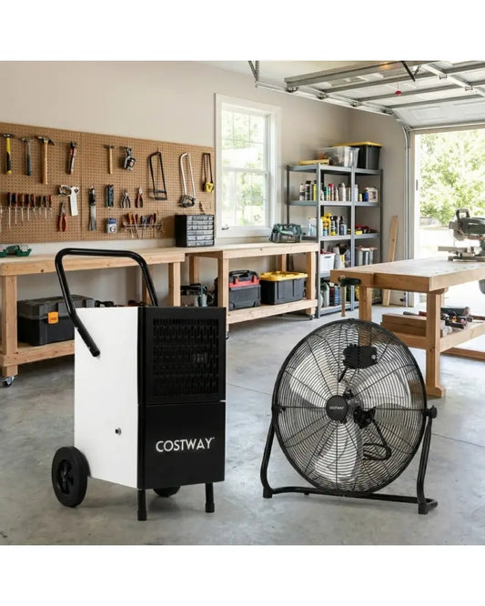 Commercial Dehumidifier and Heavy’’‘Duty Metal Floor Fan Combo - Climate Control Appliances