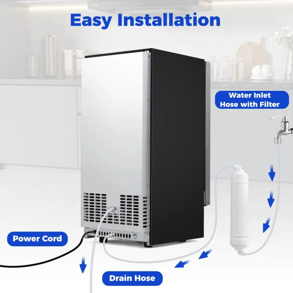Commercial Ice Maker 110 lbs/24H Undercounter Ice Machine with 25 lbs Storage Capacity - Ice Makers
