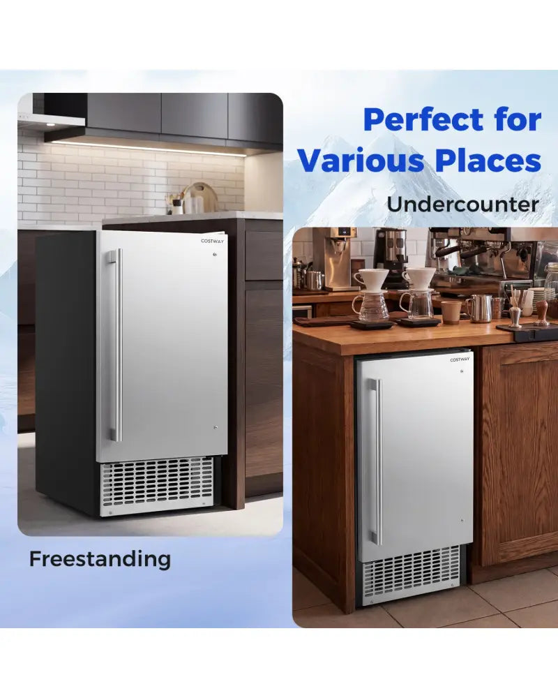 Commercial Ice Maker 110 lbs/24H Undercounter Ice Machine with 25 lbs Storage Capacity - Ice Makers