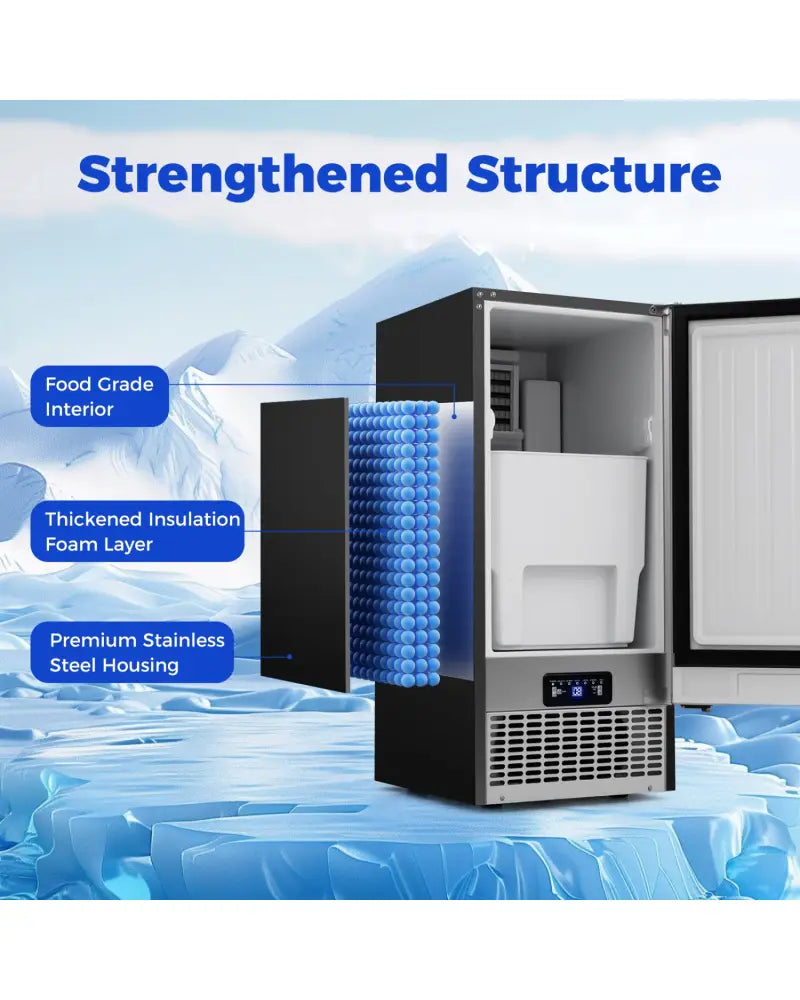 Commercial Ice Maker 110 lbs/24H Undercounter Ice Machine with 25 lbs Storage Capacity - Ice Makers