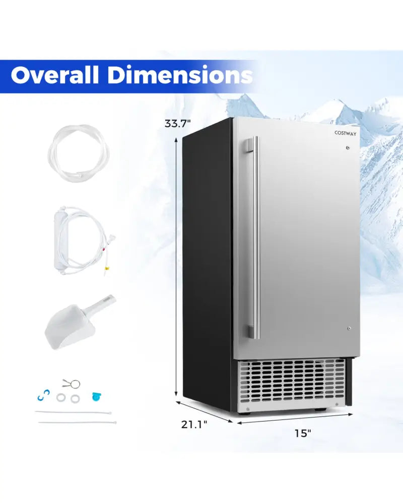 Commercial Ice Maker 110 lbs/24H Undercounter Ice Machine with 25 lbs Storage Capacity - Ice Makers