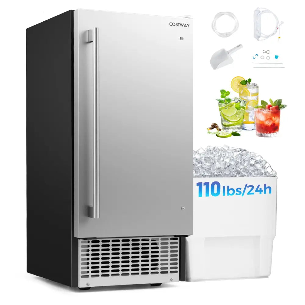 Commercial Ice Maker 110 lbs/24H Undercounter Ice Machine with 25 lbs Storage Capacity - Ice Makers