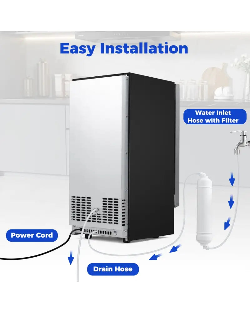 Commercial Ice Maker 110 lbs/24H Undercounter Ice Machine with 25 lbs Storage Capacity - Ice Makers