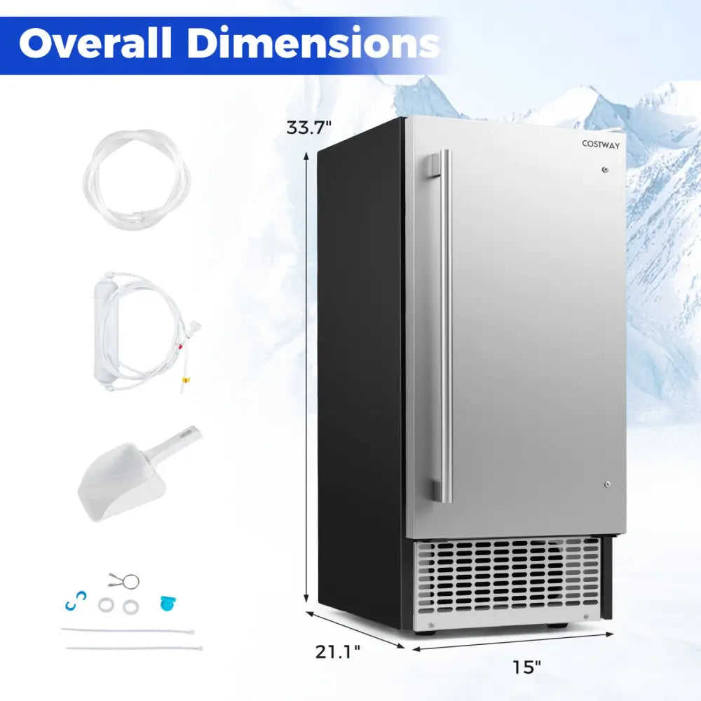 Commercial Ice Maker 110 lbs/24H Undercounter Ice Machine with 25 lbs Storage Capacity - Ice Makers