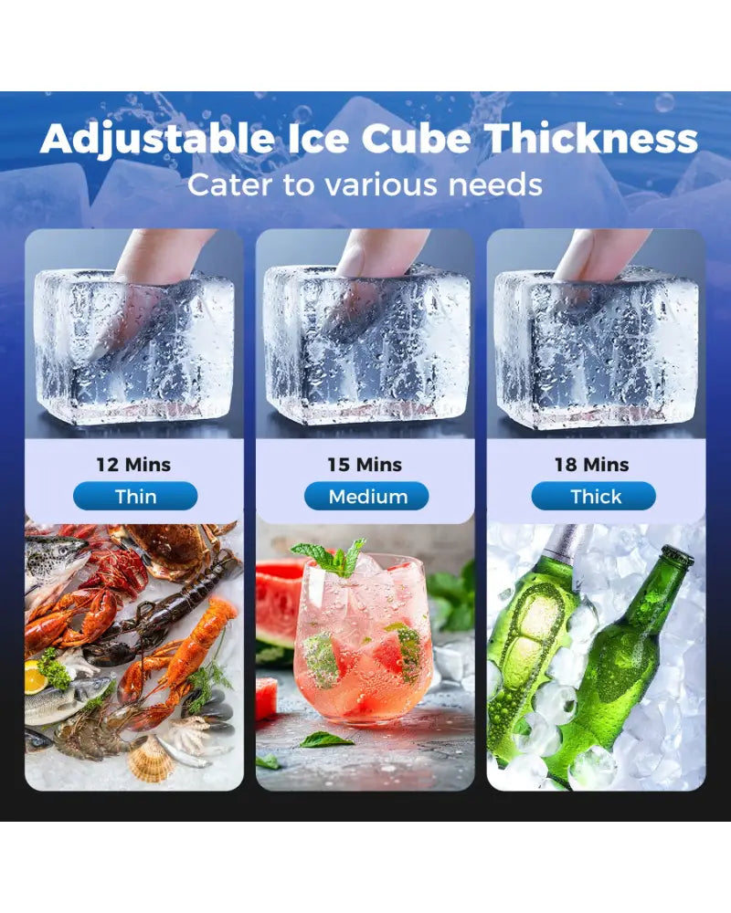 Commercial Ice Maker 110 lbs/24H Undercounter Ice Machine with 25 lbs Storage Capacity - Ice Makers