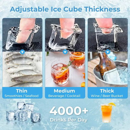 Commercial Ice Maker Machine 418 LBS/24H with 200 LBS Storage Bin-Silver Costway