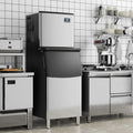 Commercial Ice Maker Machine 418 LBS/24H with 200 LBS Storage Bin-Silver - Silver - Ice Makers