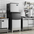 Commercial Ice Maker Machine 418 LBS/24H with 200 LBS Storage Bin-Silver Costway