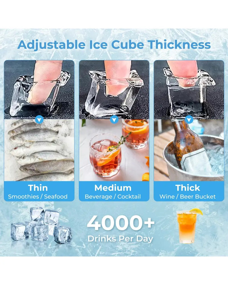 Commercial Ice Maker Machine 418 LBS/24H with 200 LBS Storage Bin-Silver - Silver - Ice Makers