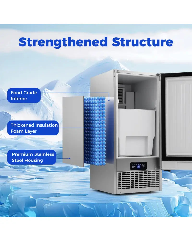 Commercial Ice Maker with 25 lbs Storage Capacity for Home Bar Cafe - Ice Makers