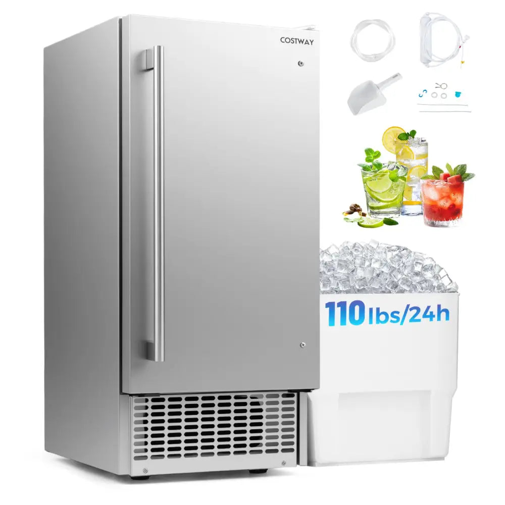 Commercial Ice Maker with 25 lbs Storage Capacity for Home Bar Cafe - Ice Makers