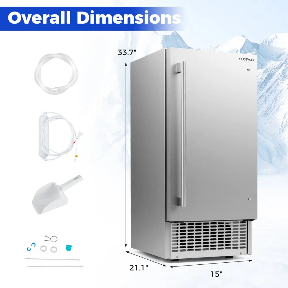 Commercial Ice Maker with 25 lbs Storage Capacity for Home Bar Cafe - Ice Makers