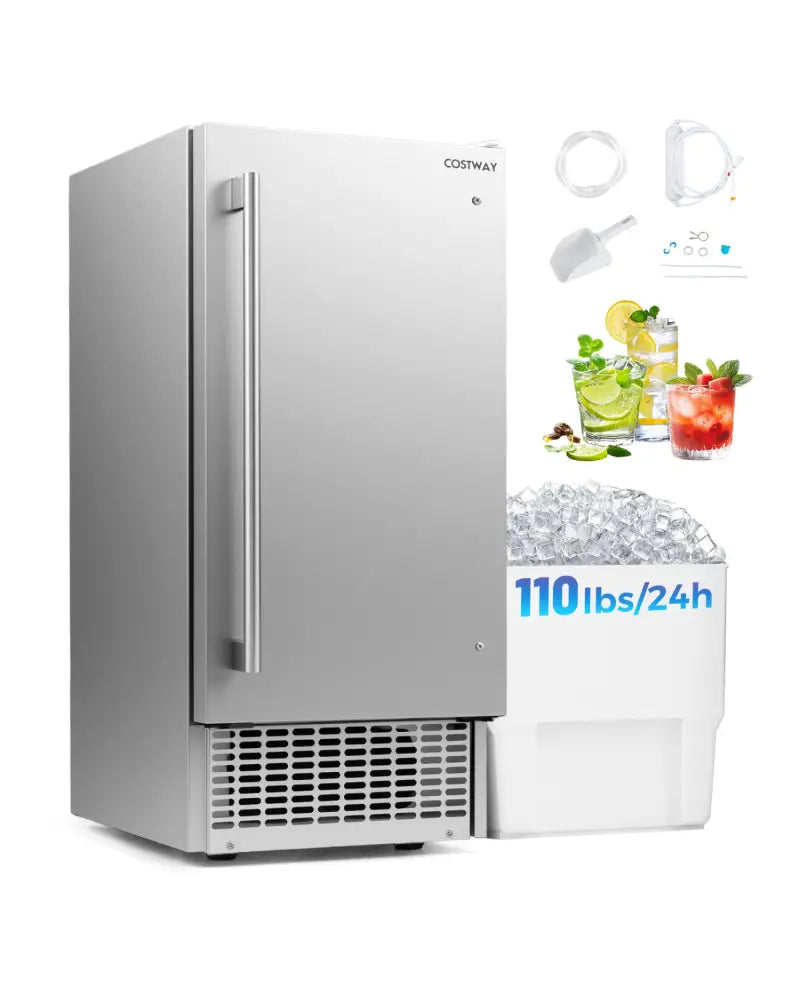 Commercial Ice Maker with 25 lbs Storage Capacity for Home Bar Cafe - Ice Makers
