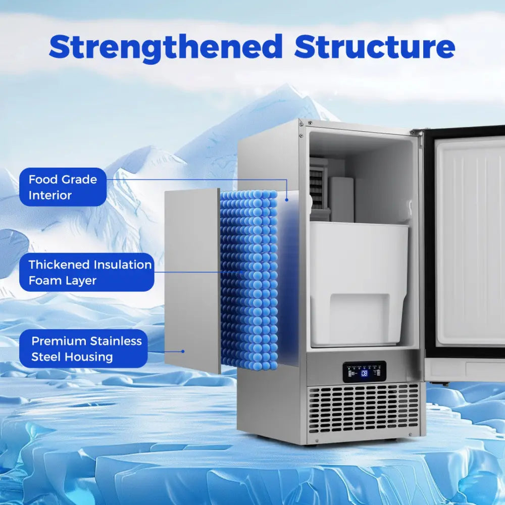 Commercial Ice Maker with 25 lbs Storage Capacity for Home Bar Cafe - Ice Makers