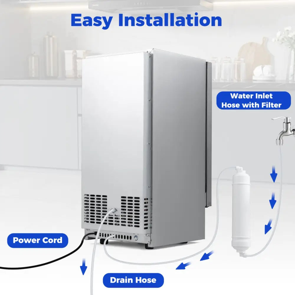 Commercial Ice Maker with 25 lbs Storage Capacity for Home Bar Cafe - Ice Makers