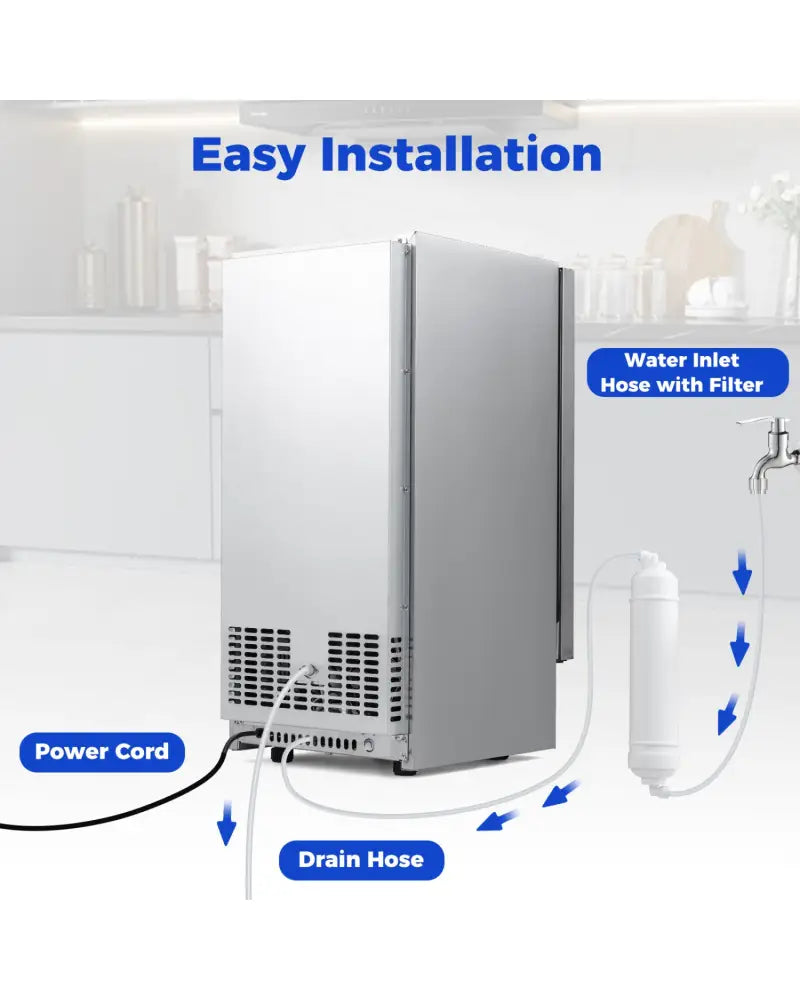 Commercial Ice Maker with 25 lbs Storage Capacity for Home Bar Cafe - Ice Makers