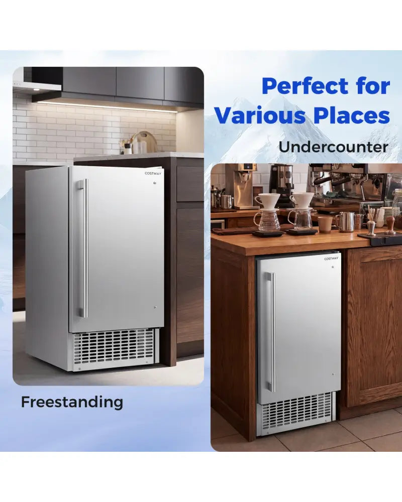 Commercial Ice Maker with 25 lbs Storage Capacity for Home Bar Cafe - Ice Makers