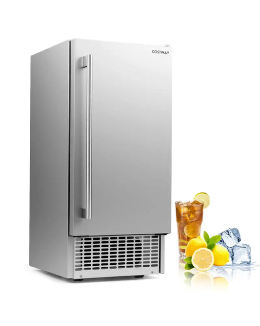 Commercial Under Counter Ice Maker 90 lbs/Day 15 Inch W Built-in - Silver - Ice Makers