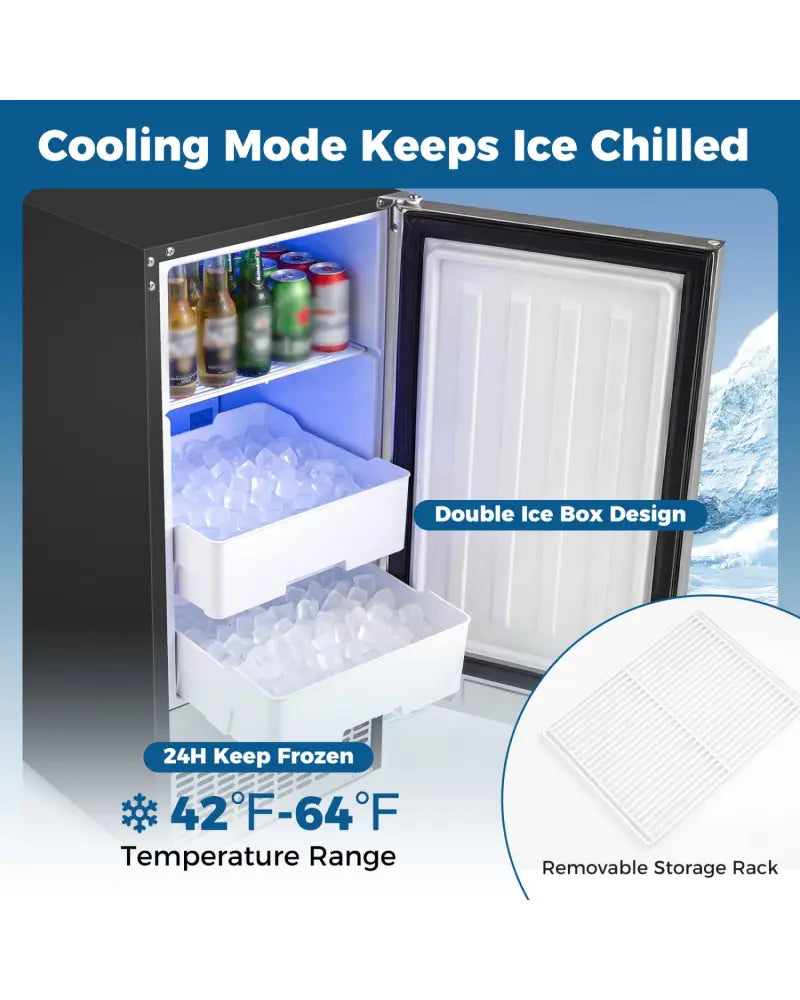 Commercial Under Counter Ice Maker 90 lbs/Day Built-in Freestanding Ice Making Machine - Silver - Ice Makers